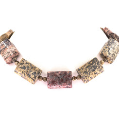 Leopard Jasper Lobster us 17" Silver Chain Necklace