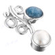 1 1/16" 925 Silver Kyanite White Biwa Pearl Pendant