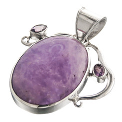 2 3/8" 925 Sterling Silver Amethyst Charoite us Pendant