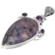 3" 925 Sterling Silver Amethyst Kiwi Jasper us Pendant