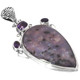 3" 925 Sterling Silver Amethyst Kiwi Jasper us Pendant