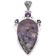 3" 925 Sterling Silver Amethyst Kiwi Jasper us Pendant