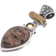 925 Silver Gold Biwa Stick Pearl Kiwi Jasper us Pendant