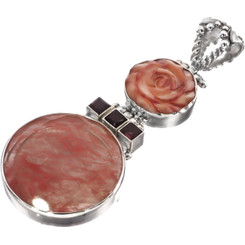 925 Silver Mother Of Pearl Cherry Quartz Red Garnet Pendant