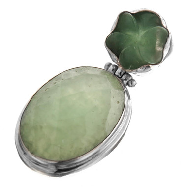 2" 925 Silver Amazonite Aventurine Flower us Pendant