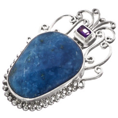 2 11/16" 925 Silver Lapiz Lazuli Amethyst us Pendant