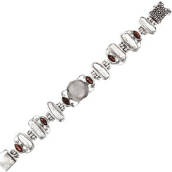 925 Silver Mother Of Pearl Biwa Pearl Garnet Shell Bracelet