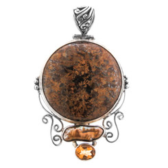 2 11/16" 925 Silver Biwa Pearl Jasper Citrine us Pendant