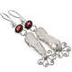 925 Silver Freshwater Stick Pearl Red Garnet Wires Earrings