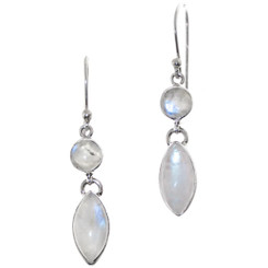 1" 925 Sterling Silver Moonstone French Wires Earrings