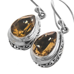 1/2" 925 Silver Citrine Teardrop French Wires Earrings