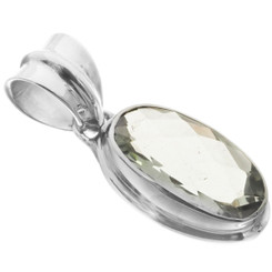 1 1/8" 925 Sterling Silver Green Amethyst us Pendant