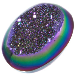 {L^j}" Oval Peacock Purple Green Titanium Druzy Cabochon