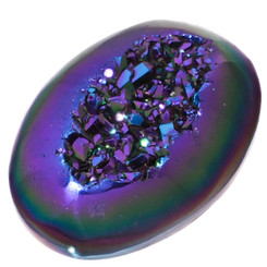 3/4" Oval Peacock Purple Green Titanium Druzy Cabochon
