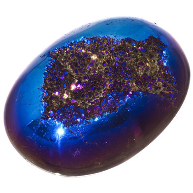 1 5/8" Oval Cobalt Blue Titanium Agate Druzy Cabochon