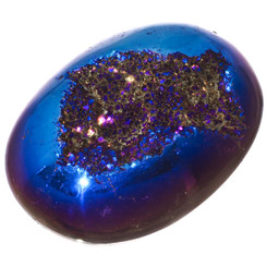 1 5/8" Oval Cobalt Blue Titanium Agate Druzy Cabochon
