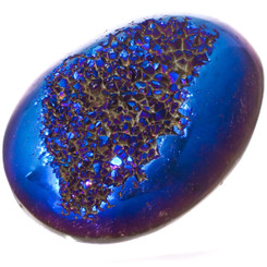 1 5/8" Oval Cobalt Blue Titanium Agate Druzy Cabochon