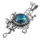 2 3/16" 925 Silver Blue Mabe Pearl Blue Topaz us Pendant