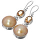 Gold Mabe Pearl Citrine 925 Sterling Silver Earrings, 1 5/16"