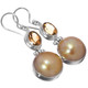Gold Mabe Pearl Citrine 925 Sterling Silver Earrings, 1 5/16"