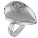 1" Teardrop Pear Silver Mist Titanium Druzy 925 Silver Ring, Size 9
