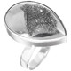 1" Teardrop Pear Silver Mist Titanium Druzy 925 Silver Ring, Size 9