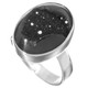 3/4" Oval Black Titanium Druzy 925 Silver Ring, Size 8