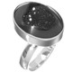 3/4" Oval Black Titanium Druzy 925 Silver Ring, Size 8