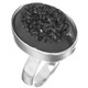 3/4" Oval Black Titanium Druzy 925 Silver Ring, Size 8