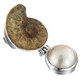 925 Silver Madagascar Ammonite Fossil Mabe Pearl Sterling Pendant, 1 9/16"