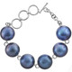 South Pacific Ocean Blue Mabe Cultured Pearl 925 Sterling Silver Bracelet, 6.5-7.5"