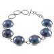 South Pacific Ocean Blue Mabe Cultured Pearl 925 Sterling Silver Bracelet, 6.5-7.5"