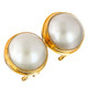 Gold Plated Sterling Silver South Pacific White Mabe Cultured Pearl Omega Post Earrings, 5/8"