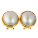 Gold Plated Sterling Silver South Pacific White Mabe Cultured Pearl Omega Post Earrings, 5/8"