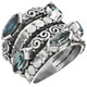 1" Wide Band Marquise Blue Topaz 925 Sterling Silver Ring