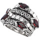 1" Wide Band Heavy Marquise Red Garnet 925 Sterling Silver Ring