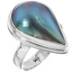 7/8" Teardrop South Sea Pear Blue Mabe Pearl 925 Sterling Silver Ring
