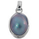 1 1/16" 925 Sterling Silver Oval Blue Mabe Pearl us Pendant