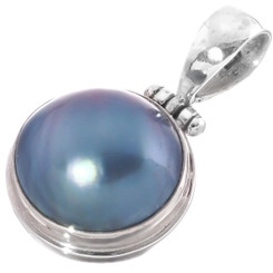 1 1/8" 925 Sterling Silver Blue Mabe Pearl us Pendant