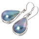7/8" 925 Silver Blue Mabe Pearl Teardrop French Earrings