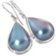 7/8" 925 Silver Blue Mabe Pearl Teardrop French Earrings
