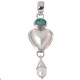 Heart White Mabe Cultured Pearl Natural Opal Doublet 925 Sterling Silver Pendant, 2"