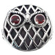 Handmade Owl Face Red Garnet Eyes 925 Sterling Silver Ring, 13/16"