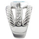 Blue Topaz Scroll Cable Tri-Band 925 Sterling Silver Ring, 11/16"
