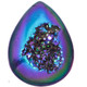 1 3/8" Peacock Purple Green Pear Titanium Druzy Cabochon