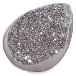 Cabochon Agate Druzy Pear 1"(25mm) Silver Mist Titanium