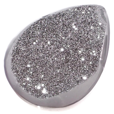 Cabochon Agate Druzy Pear 1"(25mm) Silver Mist Titanium