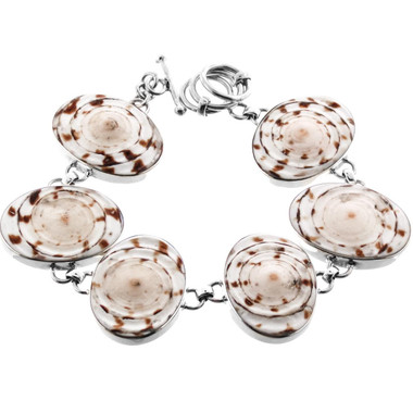 925 Sterling Silver Cone Shell Oval 8" Toggle Bracelet