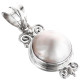 1 1/2" 925 Sterling Silver White Mabe Pearl us Pendant