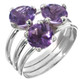 Amethyst Triple Solitaire Band Stack 925 Sterling Silver Ring